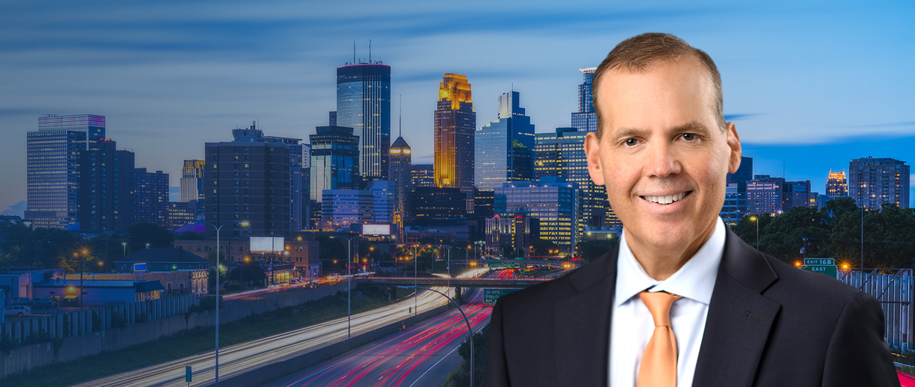 Attorney Mark Arneson and the Minneapolis Cty Skyline